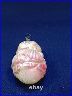 Antique German Christmas Glass Feather Tree Ornament Fuchsia Flower Pink