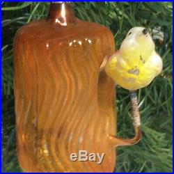 Antique German Christmas ornament glass Bird spun glass feathers tree trunk