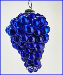 Antique German Cobalt Blue Grape Glass Kugel Christmas Ornament ca1880