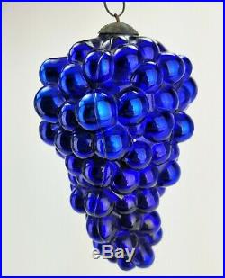 Antique German Cobalt Blue Grape Glass Kugel Christmas Ornament ca1880