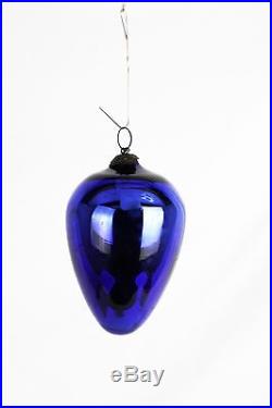 Antique German Cobalt Blue Kugel Glass Egg Christmas Ornament ca1900