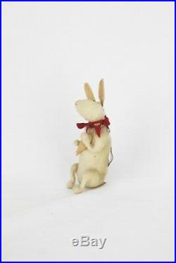 Antique German Cotton Batting Bunny Rabbit Christmas Ornament ca1910