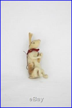 Antique German Cotton Batting Bunny Rabbit Christmas Ornament ca1910