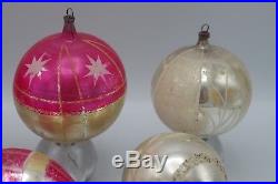 Antique German Feather Glass 10 Large Ball Teardrop Christmas Ornaments Lot