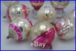 Antique German Feather Glass 10 Large Ball Teardrop Christmas Ornaments Lot