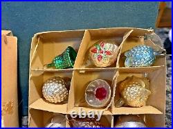 Antique German Feather Tree Glass Pine cones Tulip Fruit Christmas Ornament