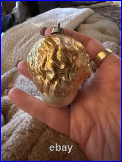 Antique German Figural Glass Christmas Ornament 1900's Boys Head Blond Hair