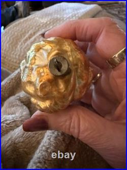Antique German Figural Glass Christmas Ornament 1900's Boys Head Blond Hair