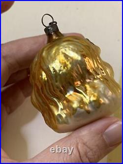 Antique German Figural Glass Christmas Ornament, Face, Head, Child, Girl 2.5