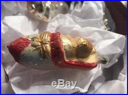 Antique German Figural Glass Kitten in Shoe Christmas Ornament Decoration -Rare