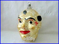 Antique German Figural Head Devil Smirking Man Christmas Ornament Mercury Glass