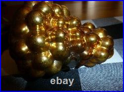 Antique German GOLD Cluster of Grapes Kugel Christmas Ornament, Mercury Glass