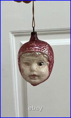 Antique German Glass Christmas Ornament Glass Eyes HTF Little Red Riding Hood