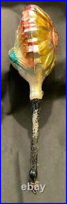 Antique German Glass Christmas Ornament Peacock Pipe Rattle