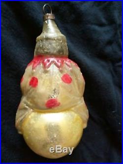 Antique German Glass Clown On Ball Christmas Ornament