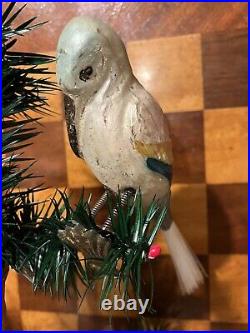 Antique German Glass Figural Long Beak Shore Bird Clip Christmas Tree Ornament