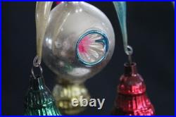 Antique German Glass Fluted Bell Chandelier Christmas Ornament