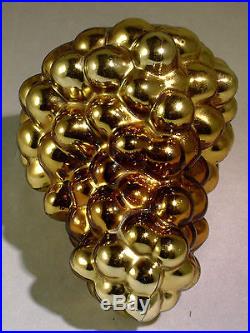 Antique German Glass Kugel Gold Grape Cluster Christmas Ornament