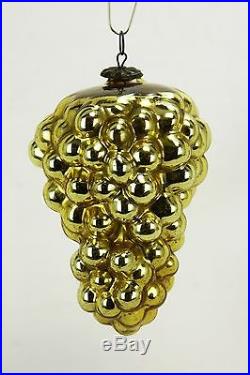 Antique German Gold Grape Kugel Glass Christmas Ornament ca1900
