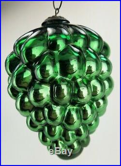 Antique German Green Grape Glass Kugel Christmas Ornament ca1880