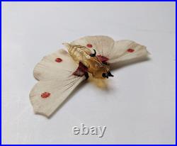 Antique German HandBlown Glass Butterfly Moth Christmas Ornament Spun Glass Wing