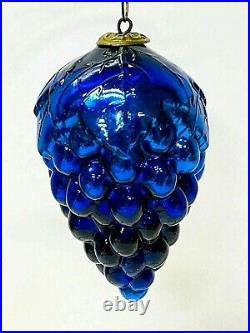 Antique German Kugel DEPO Cobalt Blue Grape Cluster Christmas Ornament