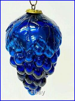Antique German Kugel DEPO Cobalt Blue Grape Cluster Christmas Ornament