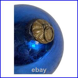 Antique German Kugel Glass Medium Blue Christmas Ornament