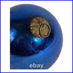 Antique German Kugel Glass Medium Blue Christmas Ornament