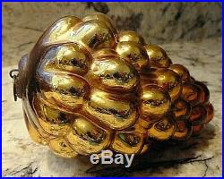 Antique German Kugel Grape Cluster Christmas Ornament gold amber Mercury