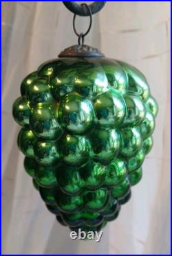 Antique German Kugel Green Grapes Cluster 4.5 Christmas Ornament Heavy Glass Antique German Kugel Green Grapes Cluster 4.5 Christmas Ornament Heavy Glass