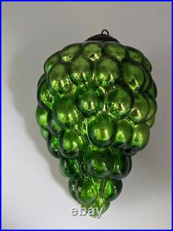 Antique German Kugel Green Grapes Mercury Christmas Ornament Estate 4 1/4