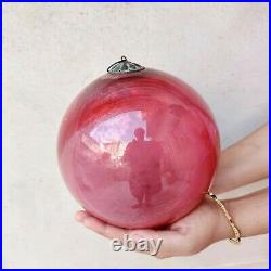 Antique German Kugel Red Christmas Ornament Heavy Glass 7.5 Decorative Original