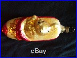 Antique German Made Glass Cat In Shoe Christmas Ornament