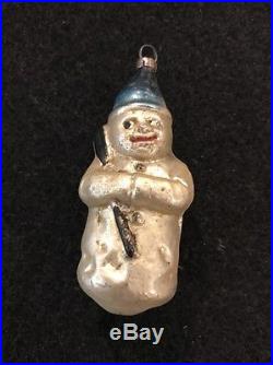 Antique German Mercury Glass Christmas Ornament Of A Snowman