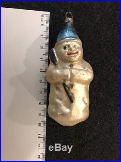 Antique German Mercury Glass Christmas Ornament Of A Snowman