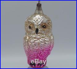 Antique German Mercury Glass Owl Christmas Ornament Feather Tree 4.5