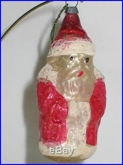 Antique German Mercury Glass Santa Holding Basket Christmas Ornament