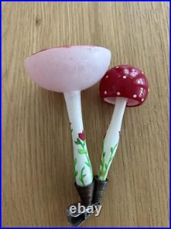 Antique German Mushroom Glass Christmas Ornament