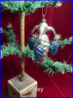 Antique German Rare Fantasy Pine Cone Christmas Orn. 3 Arm Chandelier PatriotIc
