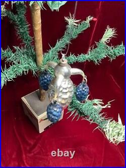Antique German Rare Fantasy Pine Cone Christmas Orn. 3 Arm Chandelier PatriotIc