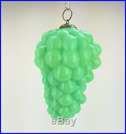 Antique German Rare Green Milk Glass Grape Glass Kugel Christmas Ornament ca1900