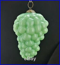 Antique German Rare Green Milk Glass Grape Glass Kugel Christmas Ornament ca1900