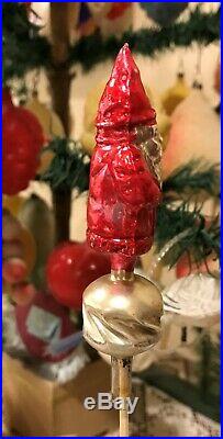 Antique German Tiny Santa Treetopper Tree Topper Christmas Glass Ornament
