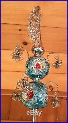 Antique Germany Glass Christmas Ornament TREE TOPPER reflectors with tinsel