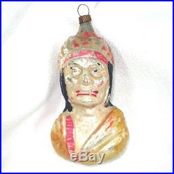 Antique Germany Indian Bust Glass Christmas Ornament