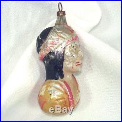 Antique Germany Indian Bust Glass Christmas Ornament