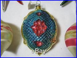Antique Glass Christmas Ornaments Lot of 6 with 2 Star Shaped Early Vintage T