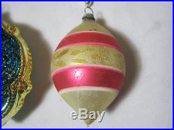 Antique Glass Christmas Ornaments Lot of 6 with 2 Star Shaped Early Vintage T