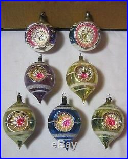 Antique Glass Christmas Ornaments Lot of 7 with Star Design Early Vintage T